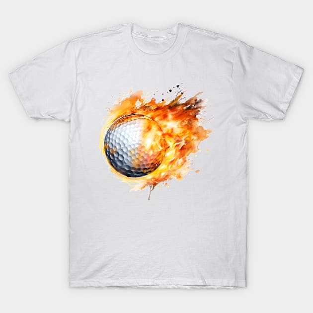 Flamming Golf Ball T-Shirt by BisonPrintsCo